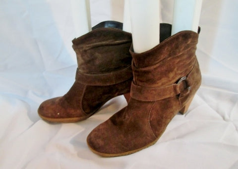 Womens PAUL GREEN Suede Leather Ankle Harness Boot Bootie BROWN 7.5