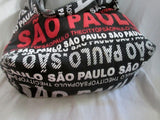 ROBIN RUTH Signature Sao Paulo Brazil Vegan Hobo Shoulder Bag BLACK RED WHITE L