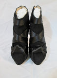 CHARLOTTE OLYMPIA PUMP Ribbon Bootie Shoe 36 6 BLACK Satin Platform