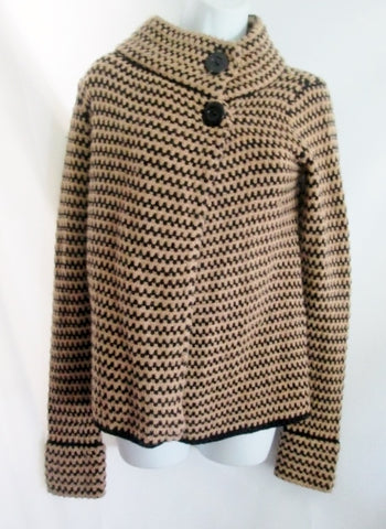 NEW FOREVER 21 TWENTY ONE XXI Knit Sweater Cardigan Jacket S TAUPE BLACK