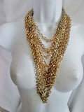 Multi-Strand Chainlink Steampunk Chainmail Runway Tier NECKLACE GOLD ETHNIC TRIBAL Layer