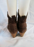 Womens PAUL GREEN Suede Leather Ankle Harness Boot Bootie BROWN 7.5