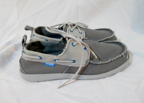 NEW Mens CROCS 15366 WALU CANVAS DECK Shoe BOAT GRAY 11 / 13