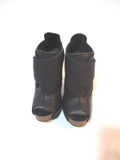 NEW PEDRO GARCIA PATCHWORK TOSCANA Leather Bootie Boot 36 BLACK Peep Toe