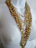 Multi-Strand Chainlink Steampunk Chainmail Runway Tier NECKLACE GOLD ETHNIC TRIBAL Layer