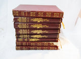Antique 8 Leather Books LOT Decorative Staging BURGUNDY RED MAROON Home Design Color Therapy