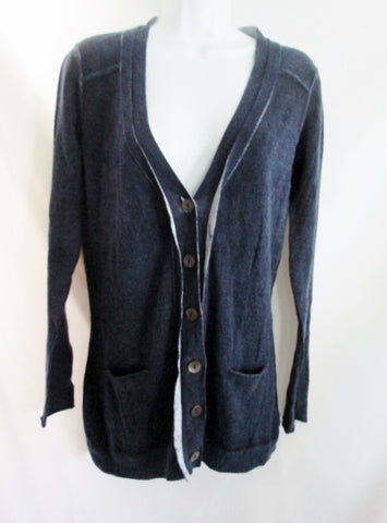 NEW Womens AUTUMN CASHMERE Jacket Coat Cardigan Sweater S NAVY BLUE Button Up
