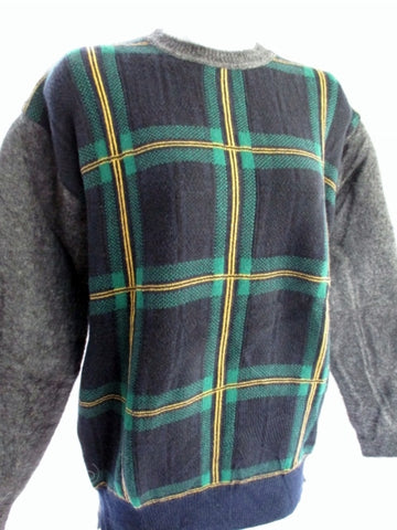 NEW CELINE CASHMERE Wool Mohair TARTAN Sweater S GREEN Womens PLAID