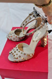 NEW VALENTINO GARAVANI SCARPE SPIKE Sandal 36 6 Beige Shoe Womens High Heel
