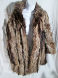 Vintage Womens Mens GENUINE Fur COYOTE Coat Jacket M BROWN Pelt L NEEDS REPAIR
