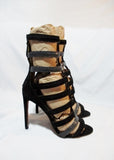 NEW ALAIA PARIS Stiletto Caged Sandal BLACK Suede Gladiator Shoe 36 6 Womens
