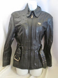 Womens HEIN GERICKE FIRSTGEAR Leather moto jacket coat BLACK 36 S riding biker