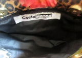 COSTA BLANCA SPAIN Leather Leopard Satchel TOTE Bag Clutch LEOPARD FLORAL