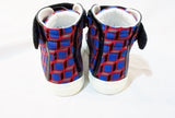 NEW PIERRE HARDY PRINT VELVET SHINY CALF Sneaker 36 6 RED BLACK BLUE Shoe TRAINER Sport Womens