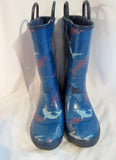 Kids Boys L.L. BEAN SHARK Wellies Rain Boots Rainboots BLUE 1 Puddle Jumpers