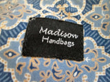 MADISON HANDBAGS vegan cloth shoulder bag satchel hobo purse sling bucket BLUE