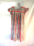 Vintage 1970s Seventies Handmade Maxi Dress Sundress BOHO L RUFFLE RED BROWN