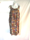 Vintage 1970s Seventies Handmade Maxi Dress Sundress L BOHO LEOPARD BROWN