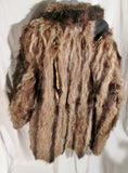 Vintage Womens Mens GENUINE Fur COYOTE Coat Jacket M BROWN Pelt L NEEDS REPAIR