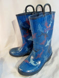 Kids Boys L.L. BEAN SHARK Wellies Rain Boots Rainboots BLUE 1 Puddle Jumpers