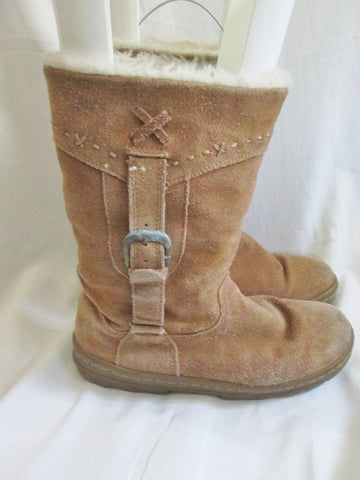 Womens WHITE MOUNTAIN OYSTER Suede Leather Ankle BOOT Booties Winter 7.5 BROWN