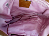 COACH F11666 Signature Jacquard Leather Canvas Bucket Hobo Shoulder Bag PINK Suede