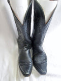Womens LUCCHESE 1883 Western Cowboy 75407 Leather BOOTS BLACK 8 Rocker Riding