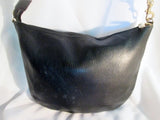 NIEMAN MARCUS ITALY pebbled leather hobo satchel shoulder bag purse BLACK XL
