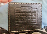 COACH F10425 Signature C Jacquard Hobo Handbag Satchel Canvas BLACK GRAY Leather