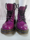 Womens DOC MARTENS LEATHER Ankle Combat BOOT Shoe PURPLE 6 AIRWAIR 8 Eye