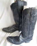 Womens LUCCHESE 1883 Western Cowboy 75407 Leather BOOTS BLACK 8 Rocker Riding