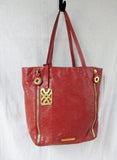 JOELLE HAWKENS GEOMETRIC leather tote satchel shoulder bag carryall RUST ORANGE BROWN