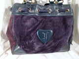 JUICY COUTURE Leather Velvet Heart tote purse satchel PINK BROWN PURPLE L