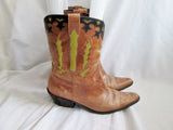 Womens MATISSE Cut-Out Western Cowboy Buckaroo Leather BOOTS 9.5 BROWN Rodeo