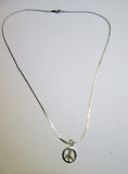 18.5" PEACE SIGN 925 STERLING SILVER LOVE NECKLACE CHOKER Mini 1960s STYLE