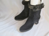 Vintage Womens WALES GOODYEAR Wellies Protective Rain Boot Covers Rabbit Fur BLACK M