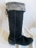 Womens KHOMBU Knee High Mulkuk Sherpa Boots Suede Leather BLACK 7 Fur