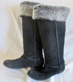 Womens KHOMBU Knee High Mulkuk Sherpa Boots Suede Leather BLACK 7 Fur