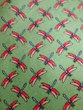 Mens 346 Brooks Brothers DRAGONFLY Insect Bug 100% Silk Tie USA NECK TIE GREEN
