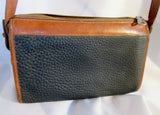 Vtg DOONEY & BOURKE ALL WEATHER Leather Crossbody Shoulder Bag Purse BLACK BROWN