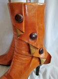 Womens JUBILEE NEW YORK LEATHER Pointy Toe High Heel Booties Boot 8.5 BROWN Steampunk Ankle