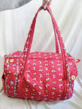 AMERICANA BY SHARIF Vegan Quilted Bag Bowler Duffle Overnighter RED BUTTERFLY