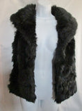 Womens BLANC NOIR faux vegan fur vest sleeveless jacket hipster coat BLACK M shaggy