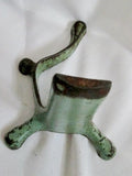 Vintage 8.5" Antique Metal Cast Iron Green Abstract Sculpture Door Stop Chic Feet Legs