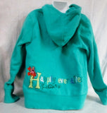 Girls DISNEY PRINCESS THE LITTLE MERMAID ARIEL Sweatshirt JACKET Hoodie Sweatshirt M Green