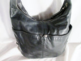TIGNANELLO leather hobo satchel shoulder bucket bag crossbody BLACK sling
