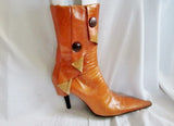 Womens JUBILEE NEW YORK LEATHER Pointy Toe High Heel Booties Boot 8.5 BROWN Steampunk Ankle