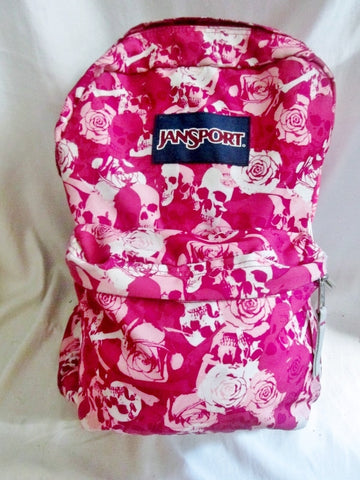 jansport backpack with roses JANSPORT Canvas BACKPACK Shoulder Rucksack Travel Book BAG PINK SKULL – Psychotic Leopard