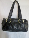 KENNETH COLE REACTION leather handbag shoulder barrel Tote bag Satchel BLACK