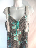 Vintage 1970s Seventies Handmade Maxi Dress Sundress M BOHO DRAGON Hippy Beach BROWN BLUE